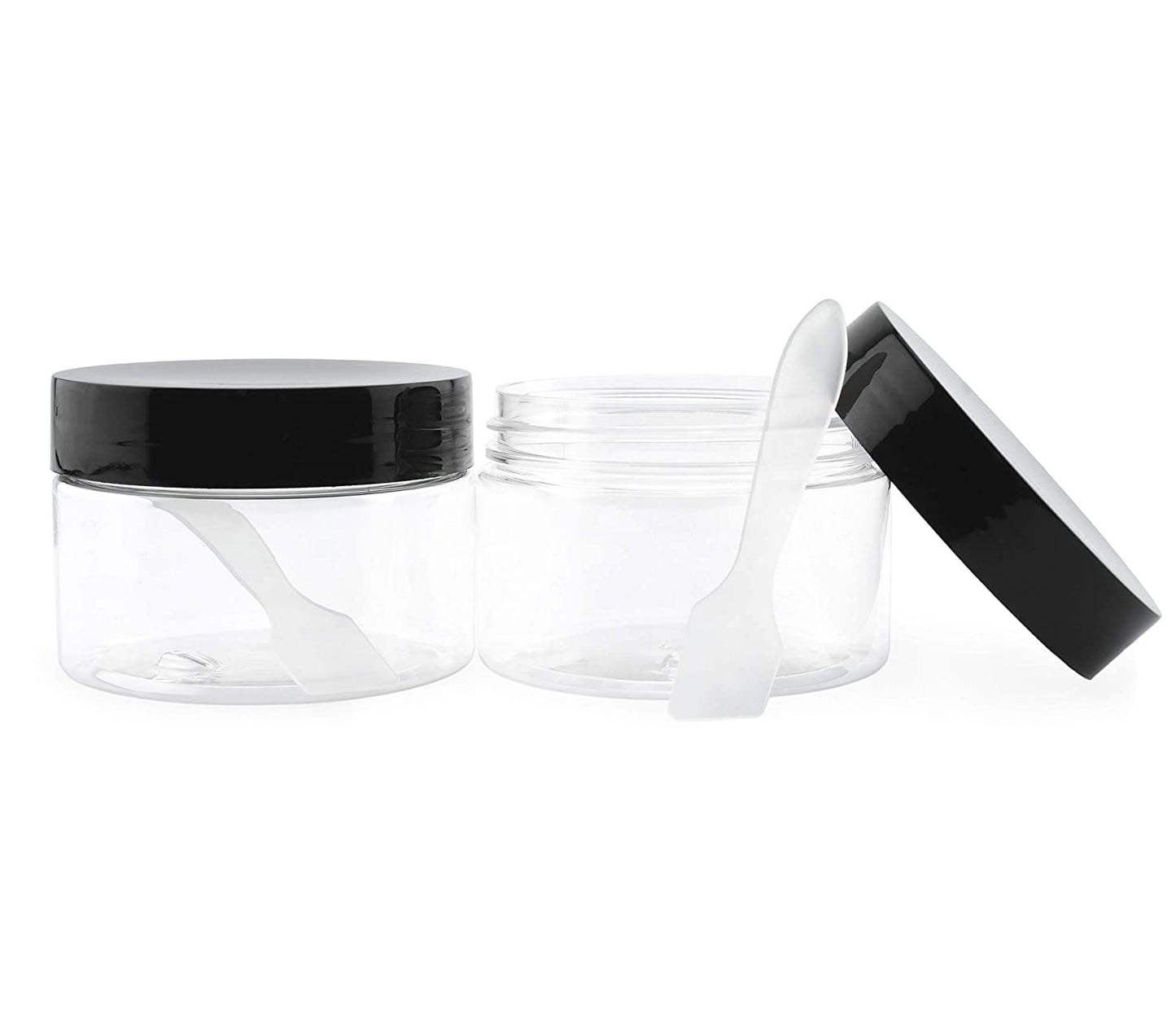 4oz Clear Plastic Jars with Labels & Spatulas & Lids