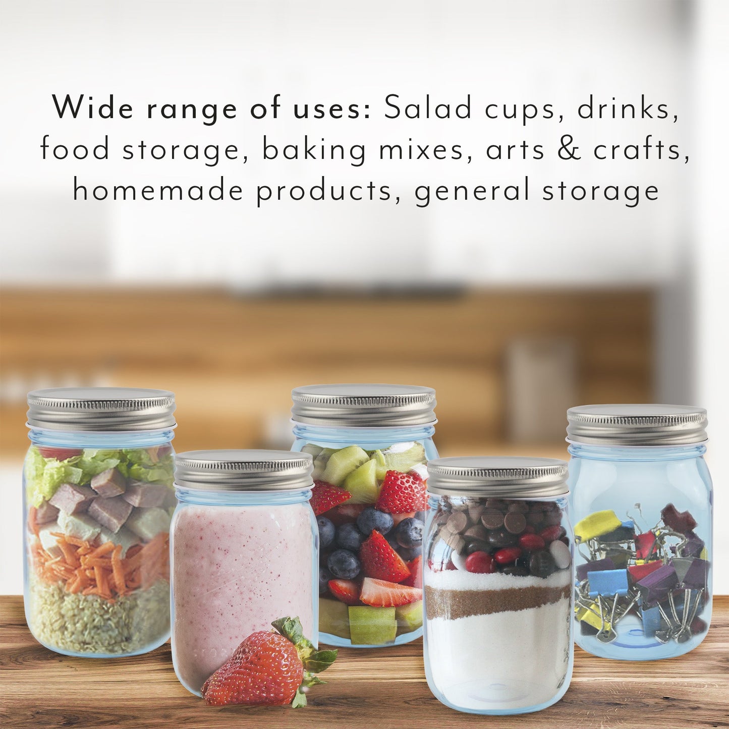 16oz PLASTIC Mason Jars (8-Pack, Blue) - cb08BlueJars