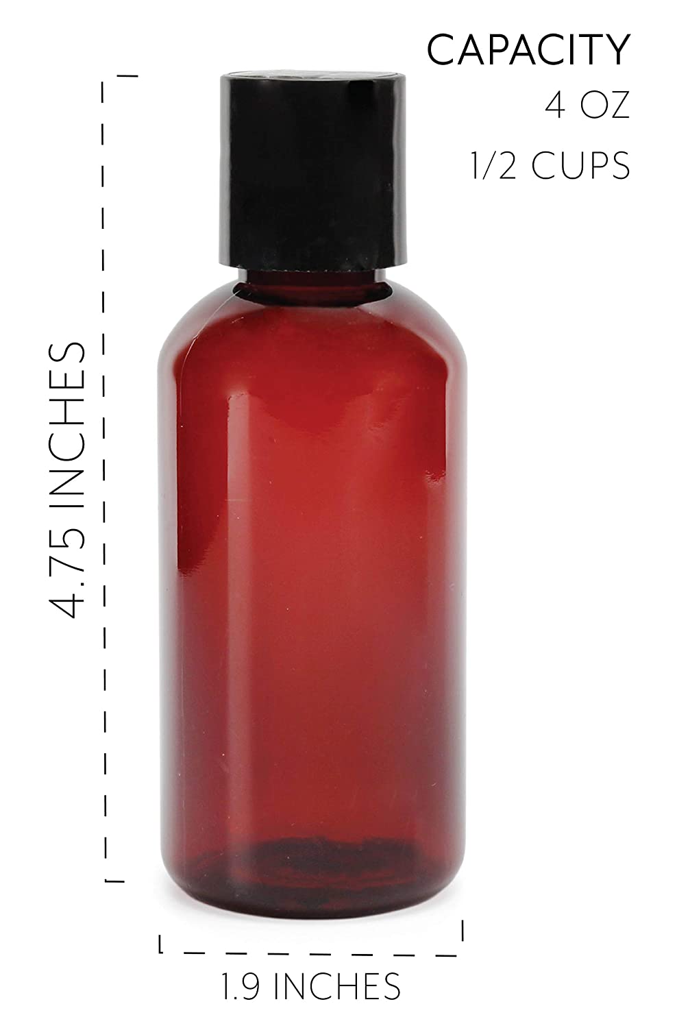 4oz Empty Amber Brown Plastic Squeeze Bottles w/ Disc Top Flip Cap (120 pack) - SH_1415_BUNDLE