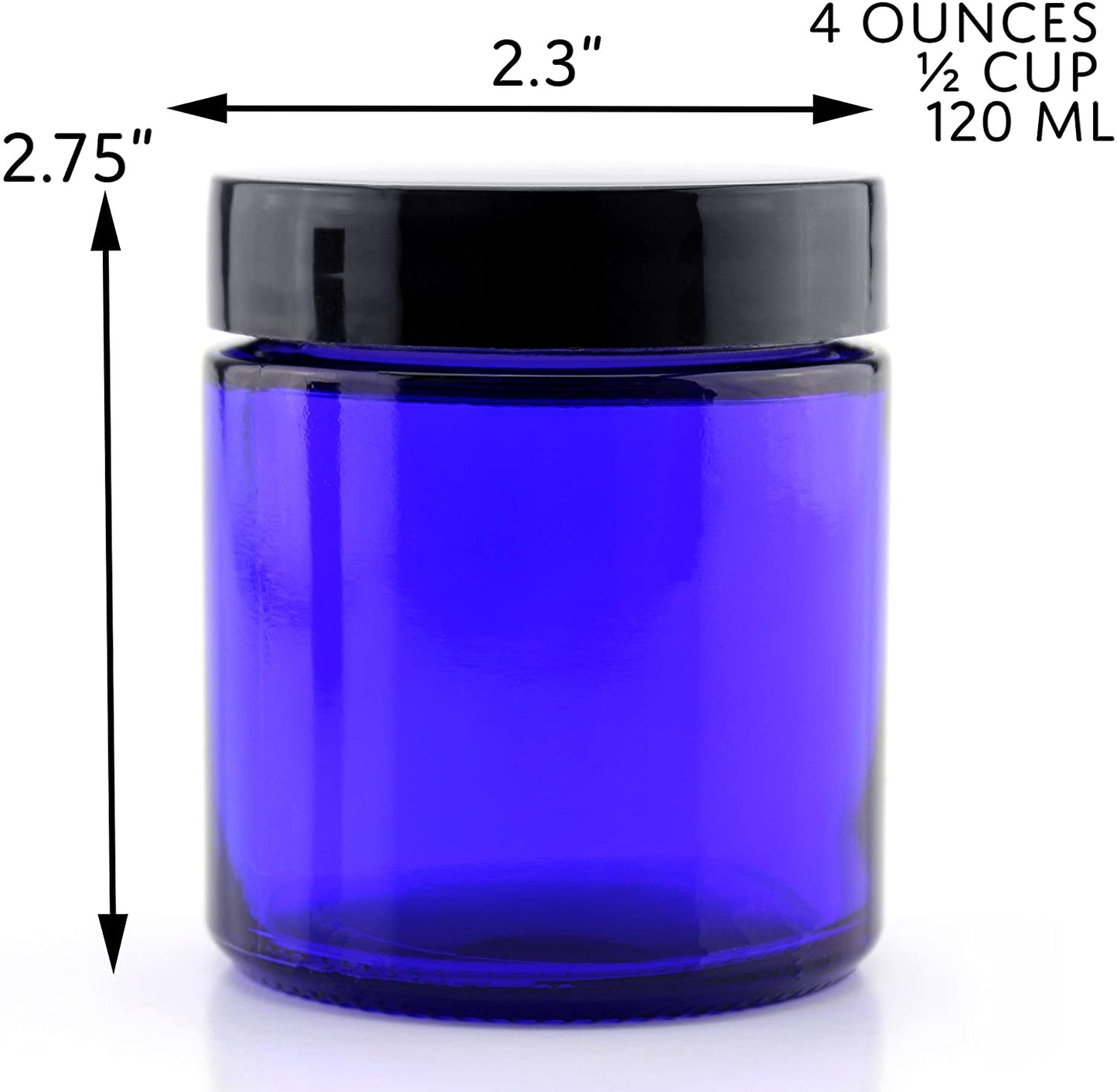4oz Cobalt Blue Glass Straight Sided Cosmetic Jars (120-Pack) - SH_913_BUNDLE