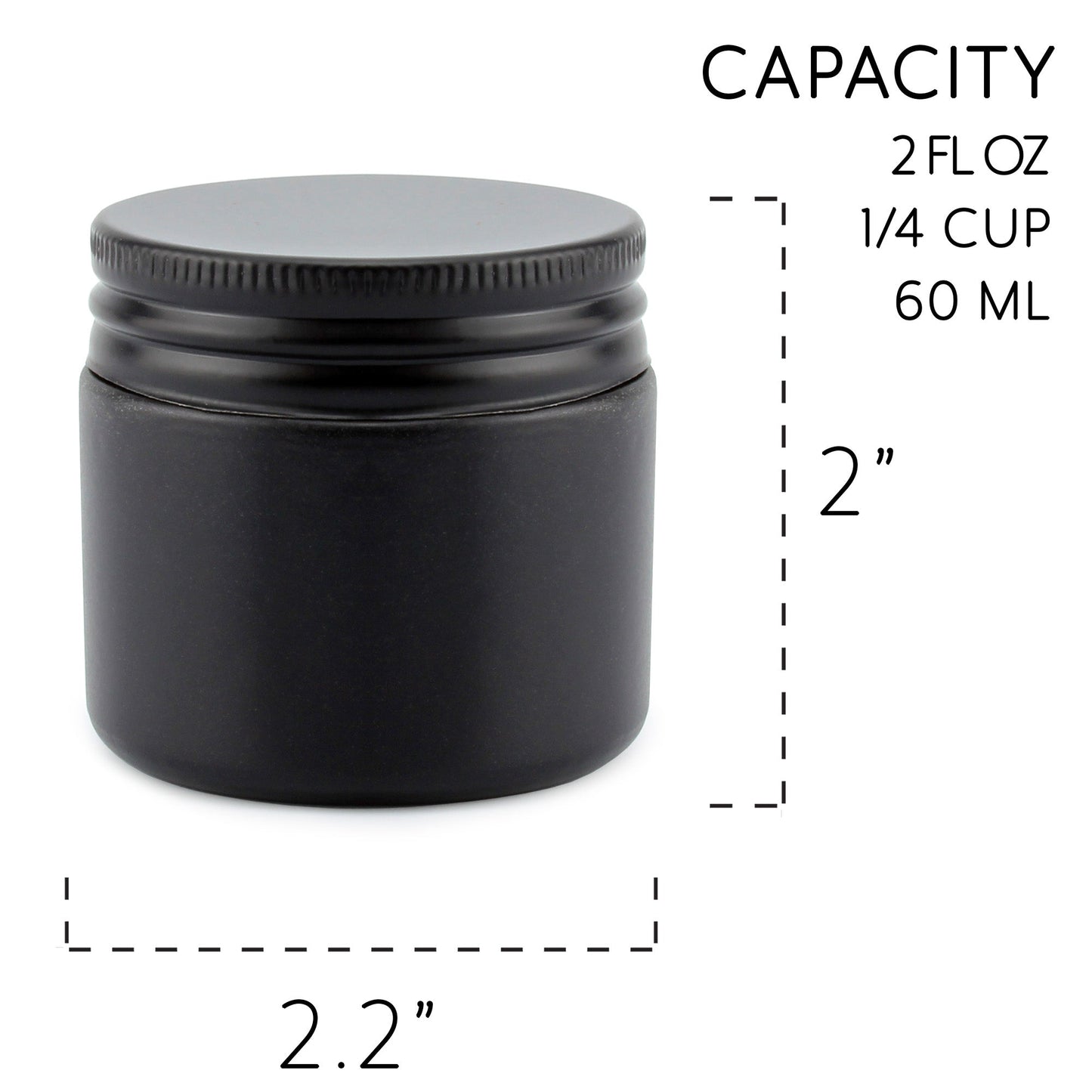 2oz Black Coated Glass Jars (Case of 192) - SH_1587_CASE