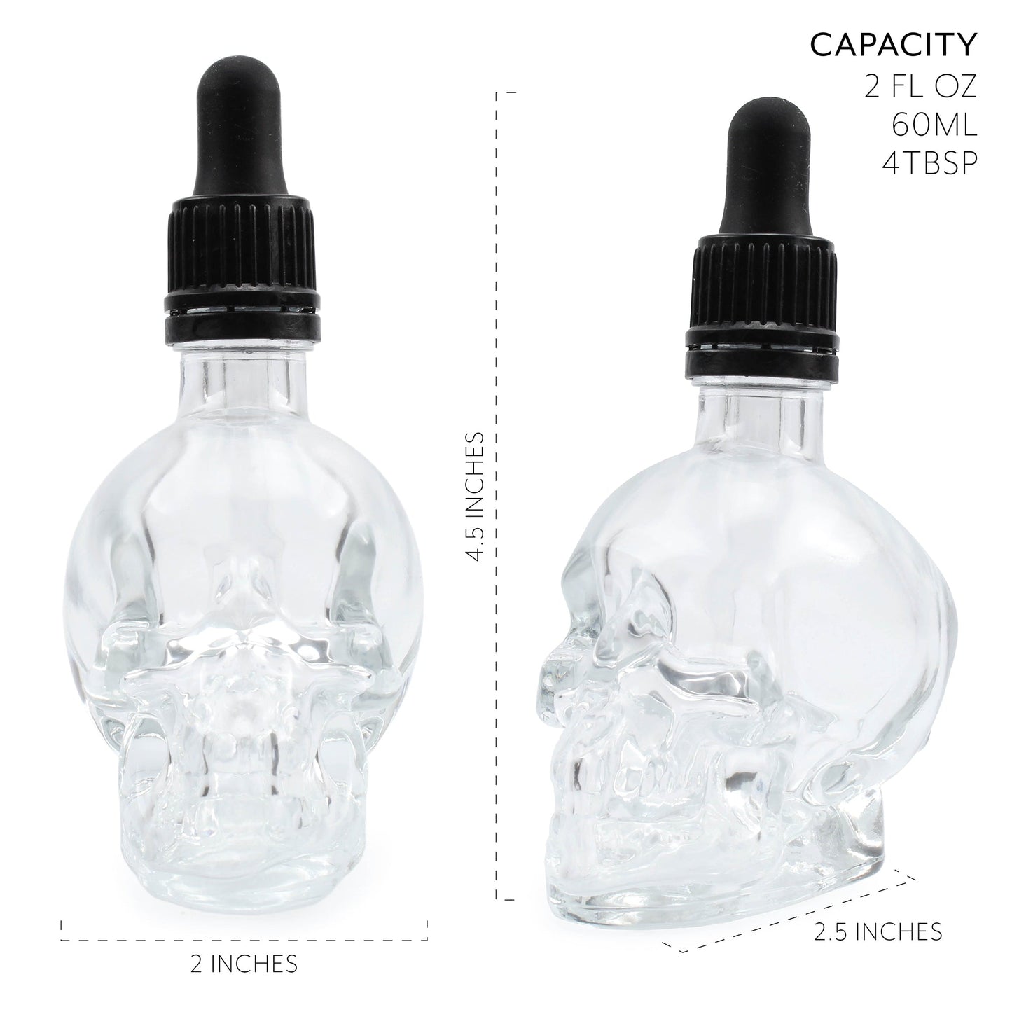 Skull Glass Dropper Bottles (Case of 120) - SH_1625_CASE