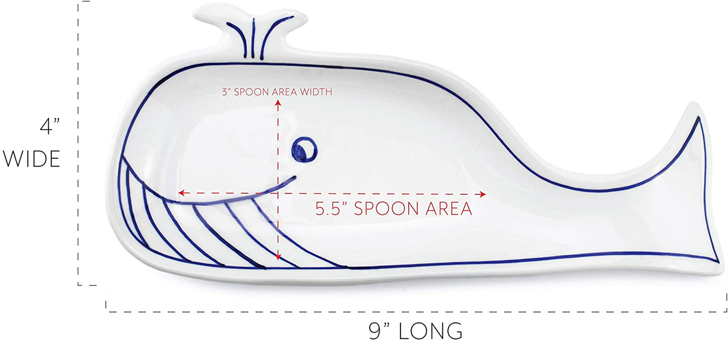 Whale Spoon Rest; Blue and White Ceramic - sh1631cb0Whl