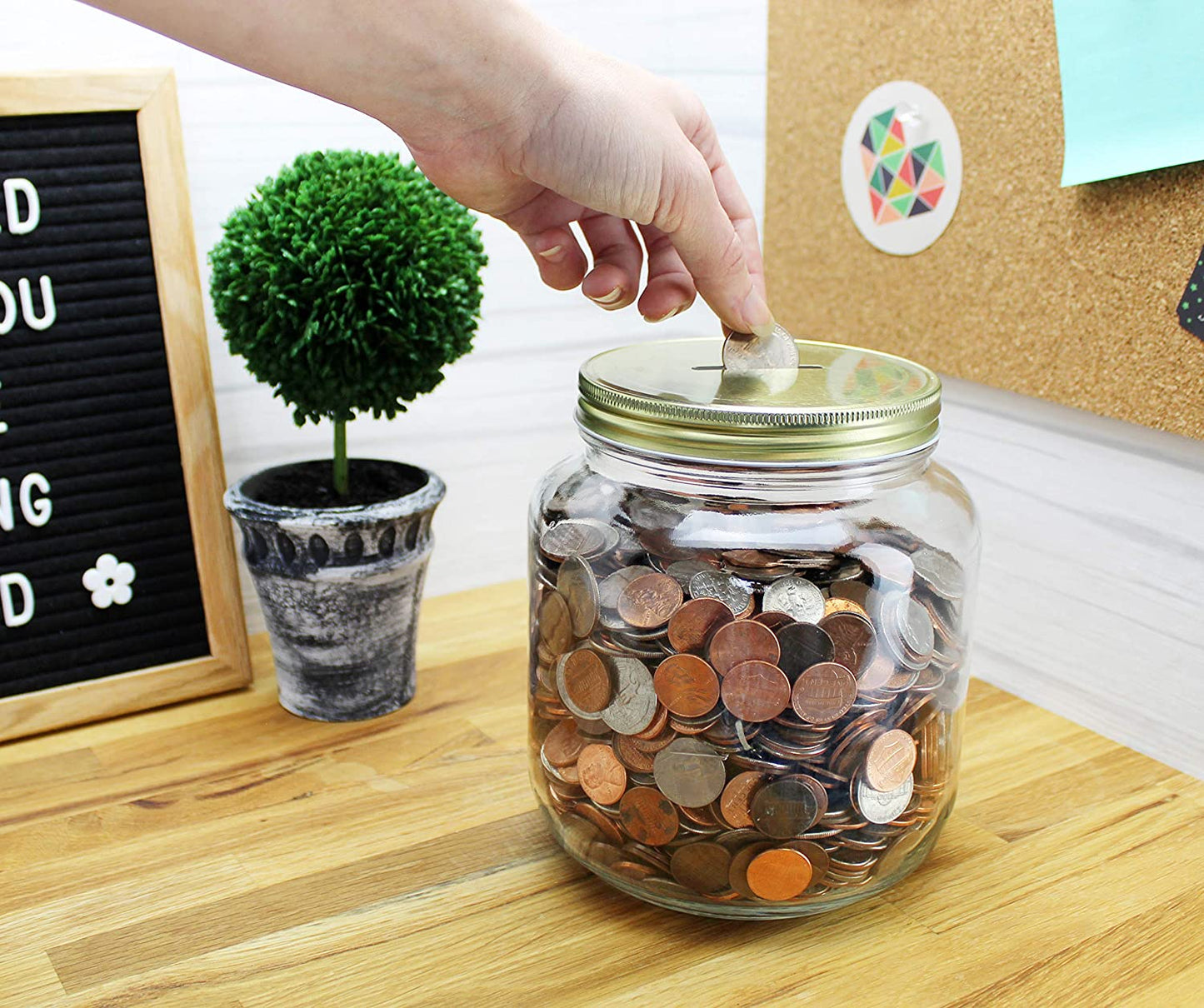 Large Glass Coin Bank Jar - CBKit015
