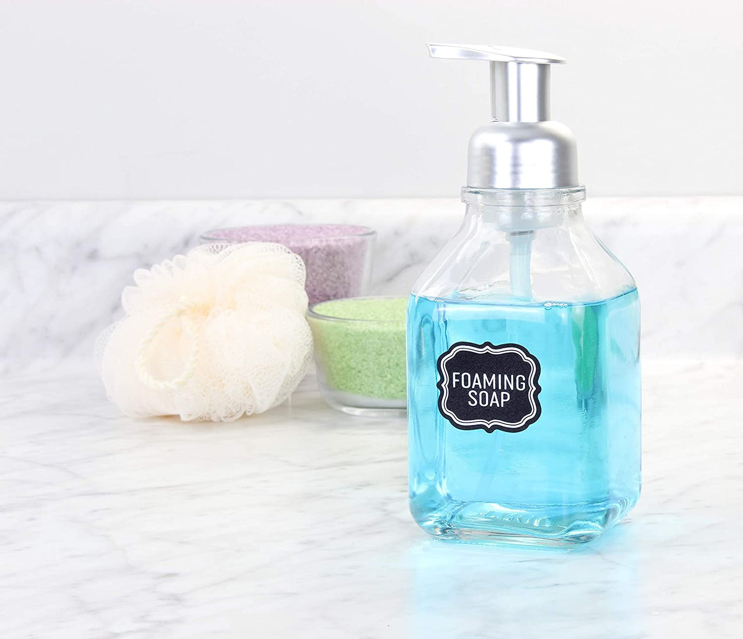 16oz Square Glass Foaming Soap Dispensers (2-Pack)