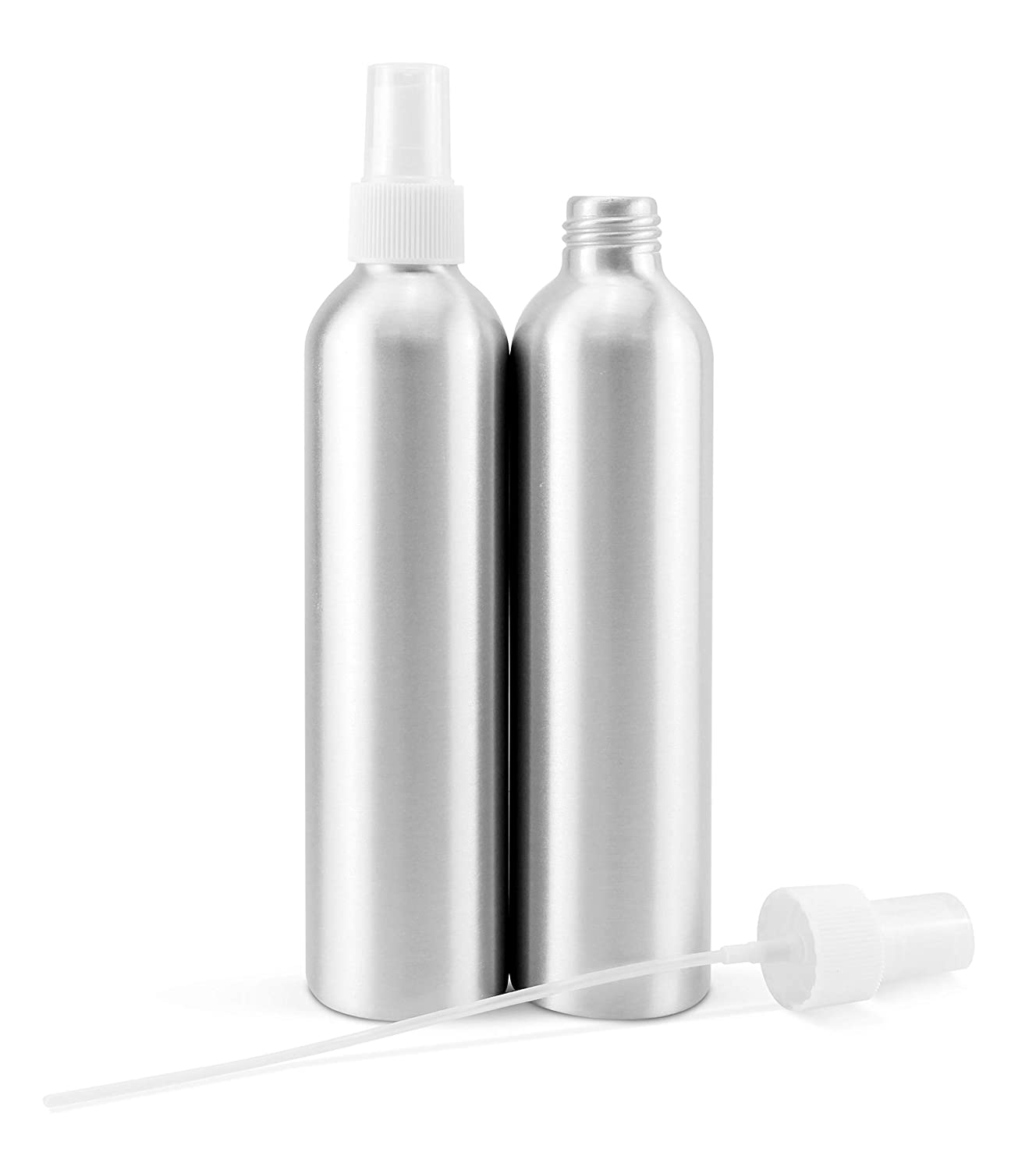 8oz Aluminum Fine Mist Spray Bottles w/ Atomizers (120-Pack, w/White Caps)