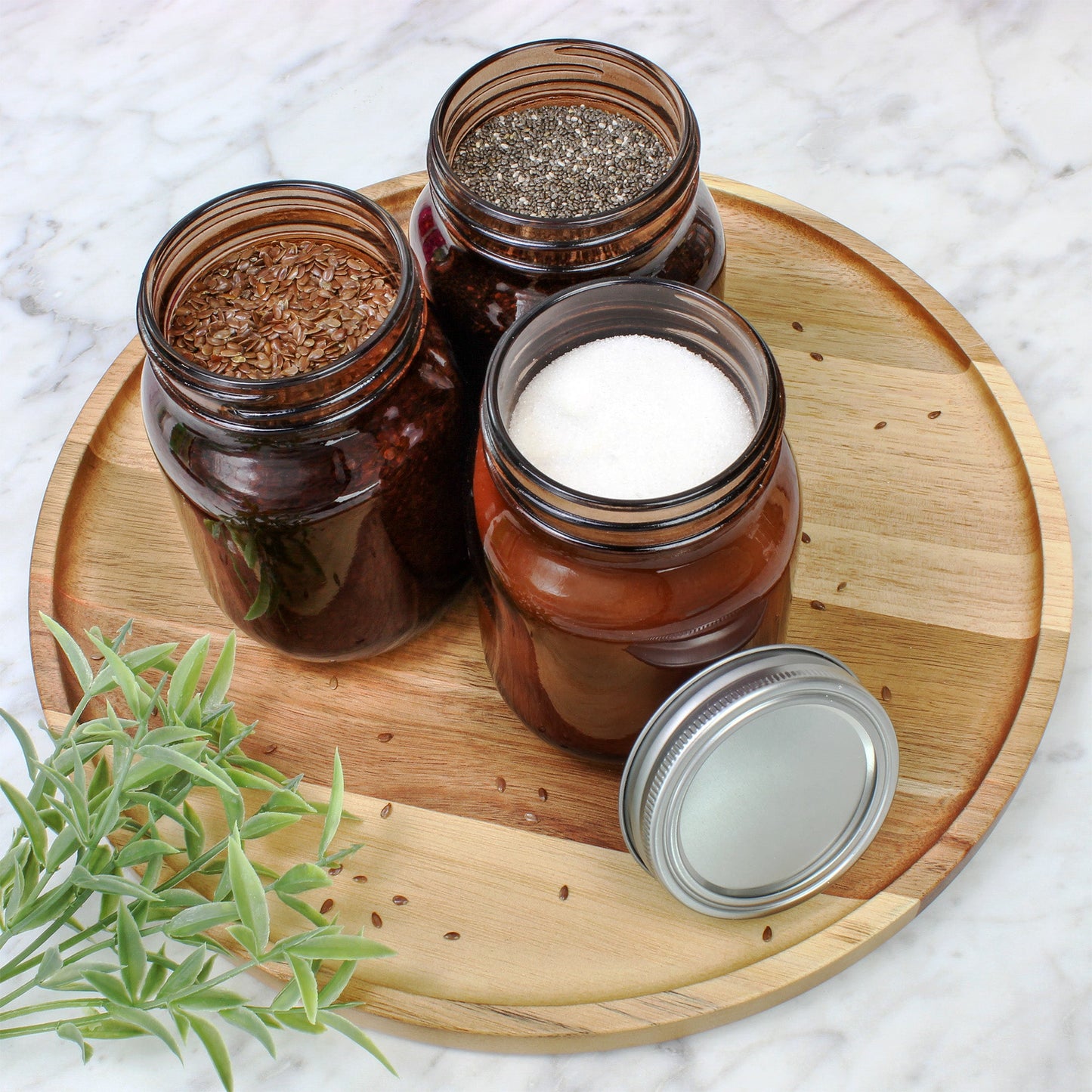 Amber Glass Mason Jars (Pint Size, Case of 48) - SH_1820_CASE