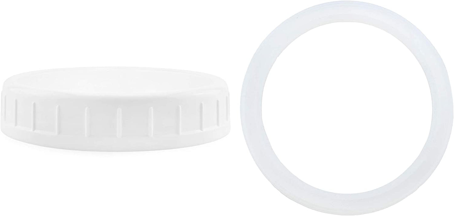 Wide Mouth Plastic Mason Jar Lids Unlined White Ribbed Lids