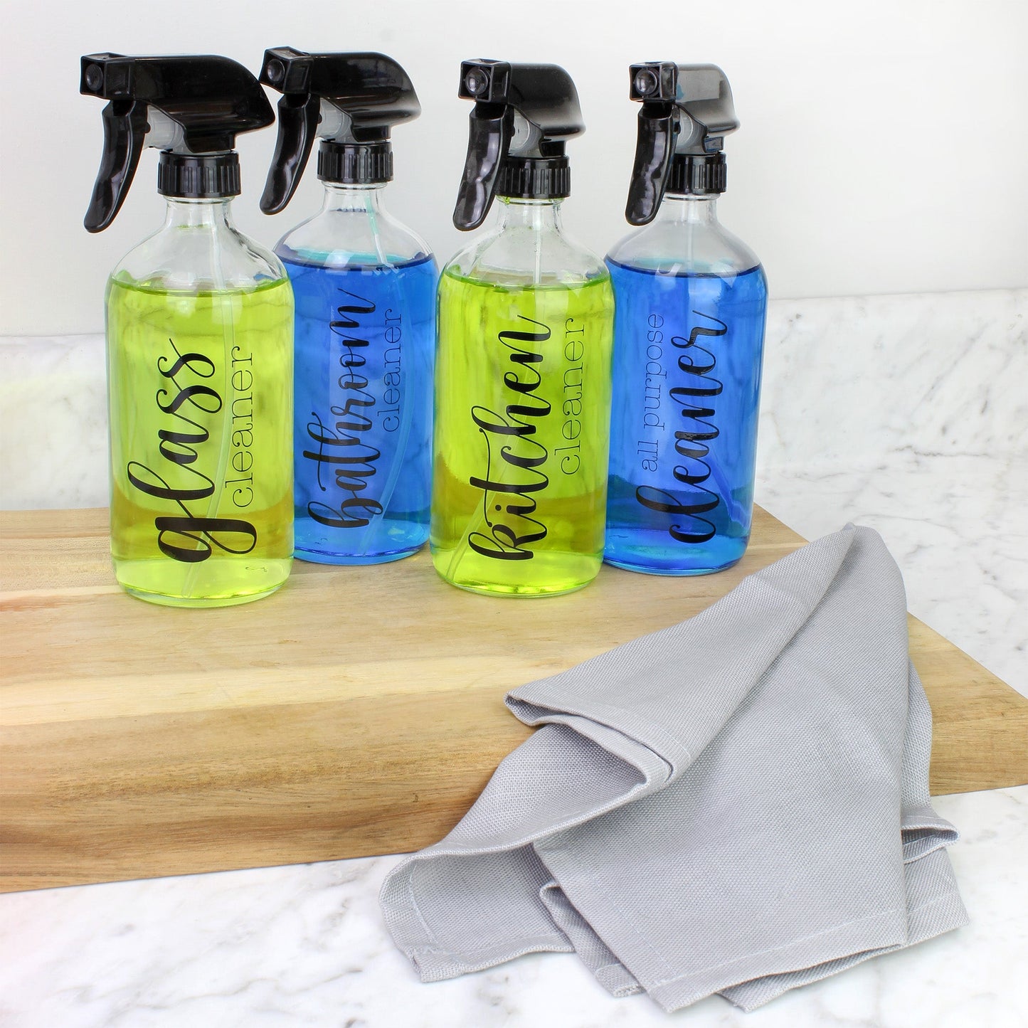 Cleaning Spray Bottles Set, Pre-Labeled (Set of 4, 16oz) - sh1976cb04Spray