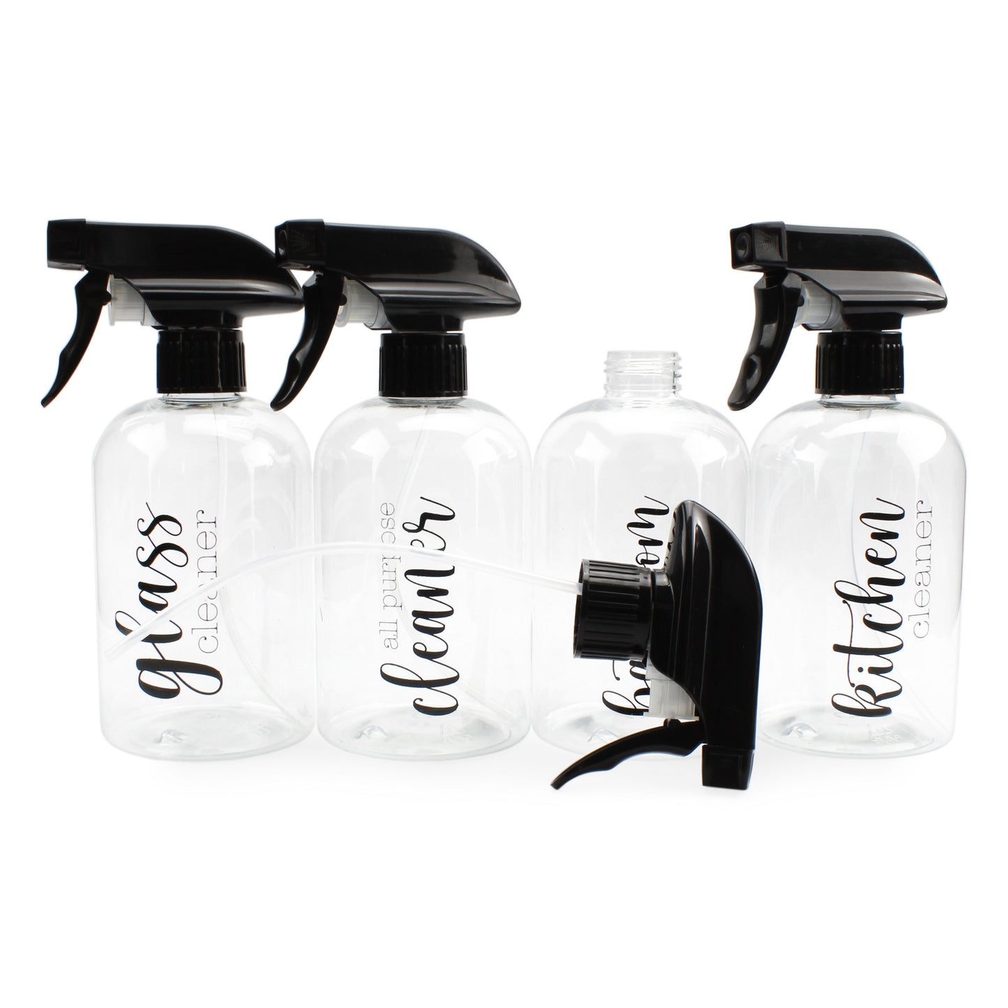 Plastic Cleaning Spray Bottles with Labels (Set of 4) - sh2024cb0