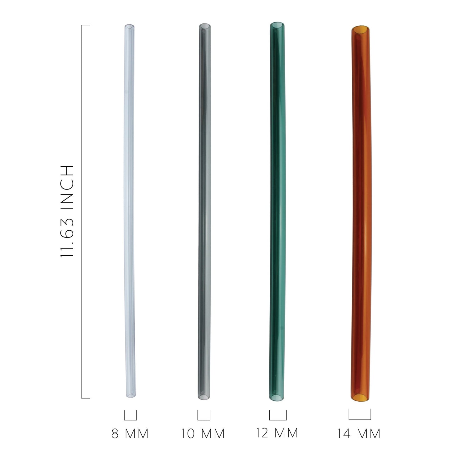 Colored Borosilicate Glass Tubes (12-Piece Set, Assorted Colors and Sizes) - sh2043cb0