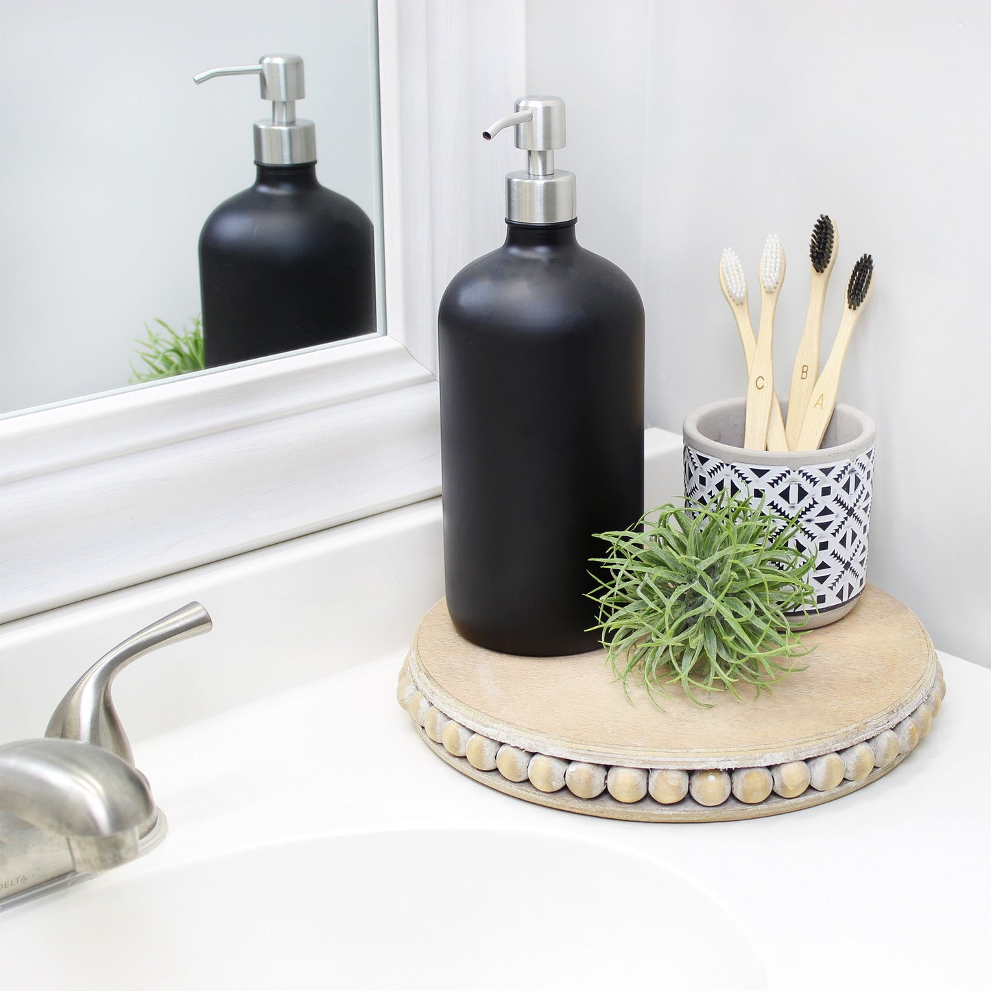 32oz Black Glass Pump Bottles w/ Stainless Steel Pumps (Case of 24) - SH_2147_CASE