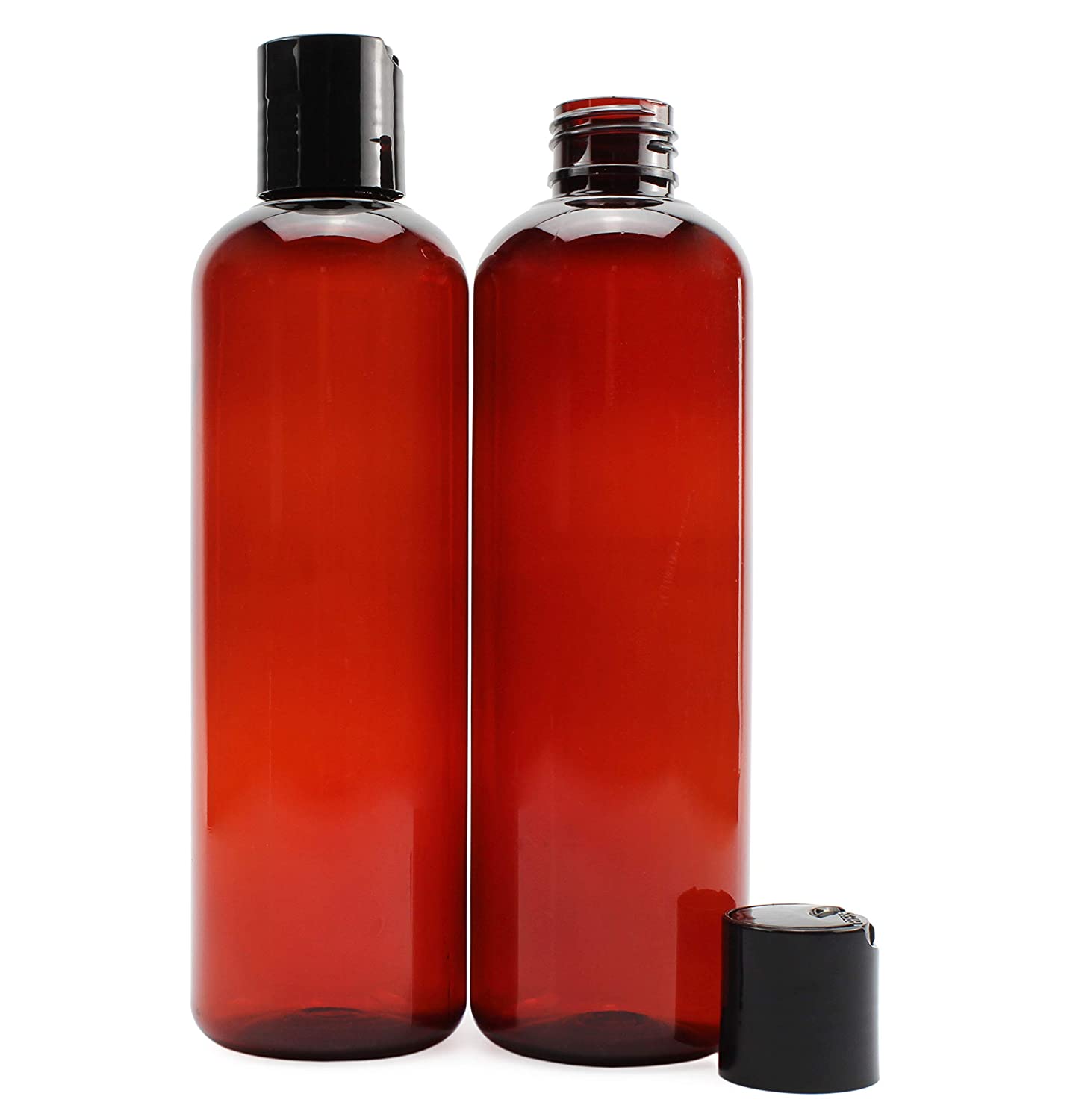 8oz Empty Plastic Bottles with Disc Top Flip Cap (6 pack)