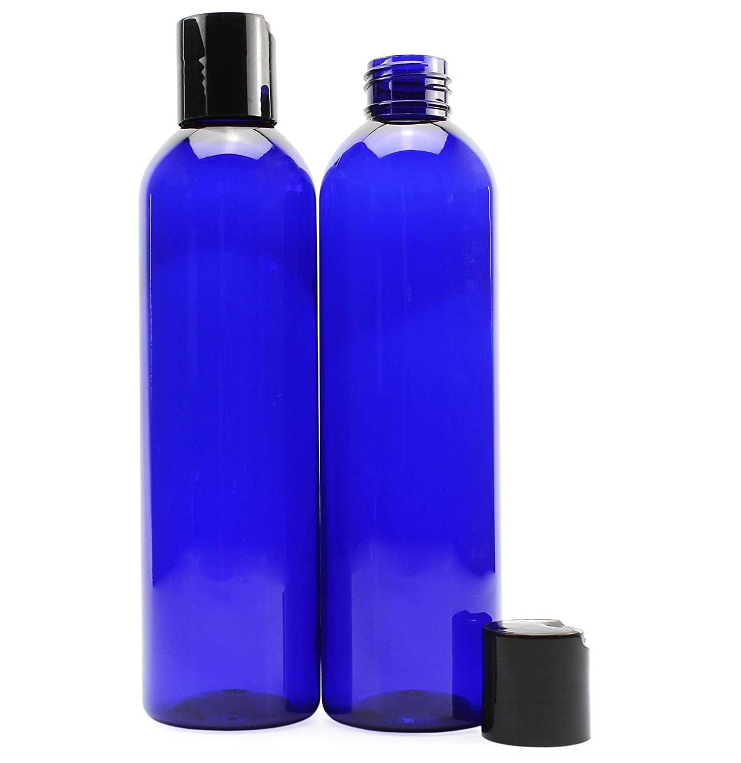 8oz Empty Plastic Squeeze Bottles w/Disc Top Flip Cap (6 pack, Blue)