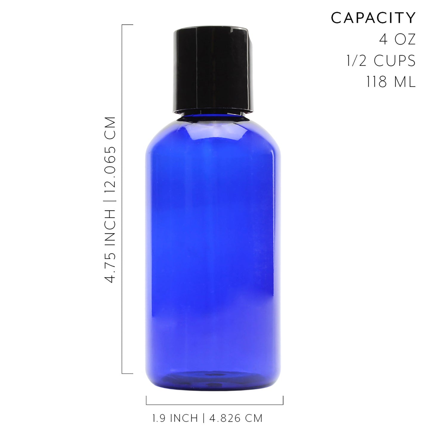 4oz Blue Plastic Squeeze Bottles w/ Disc Top Flip Cap (Case of 576) - SH_1414_CASE