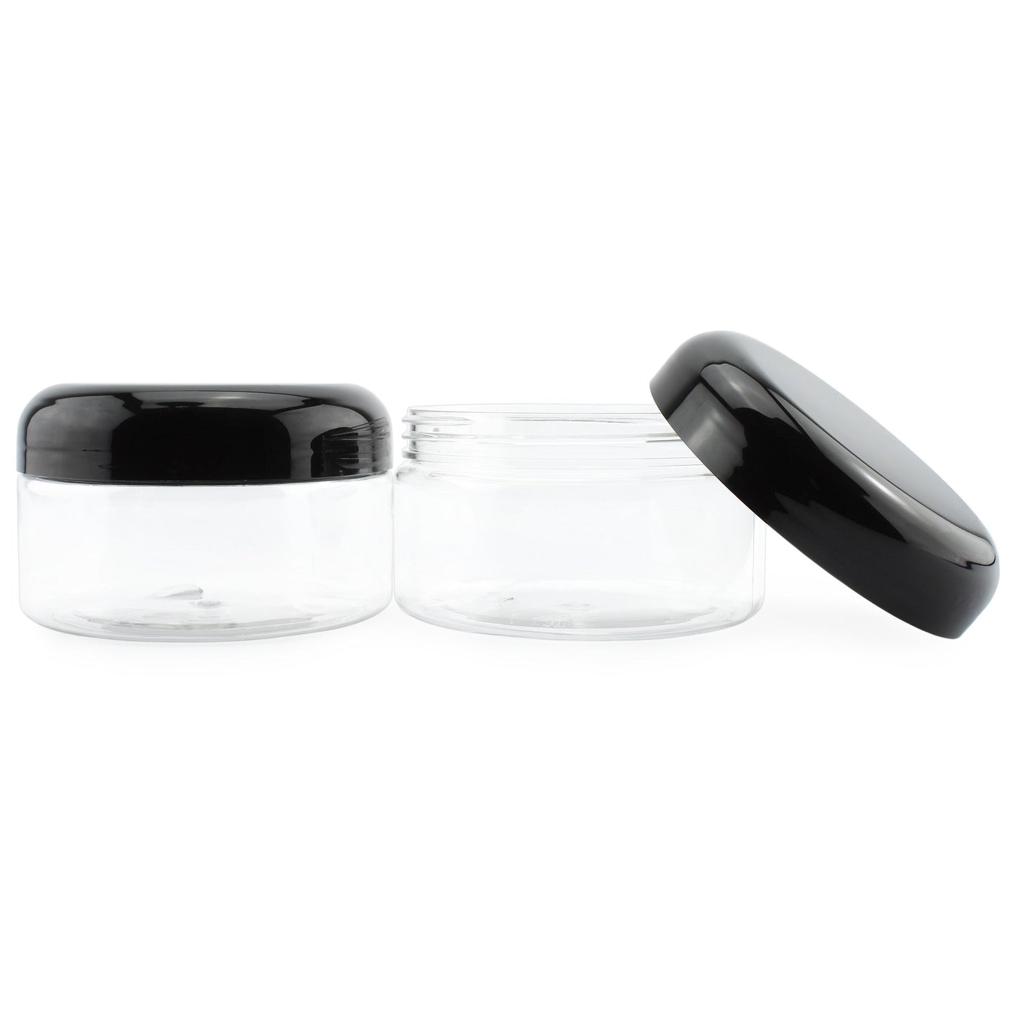 8oz Clear Plastic Jars with Black Plastic Lids (6 pack) - sh1323cb0mnw