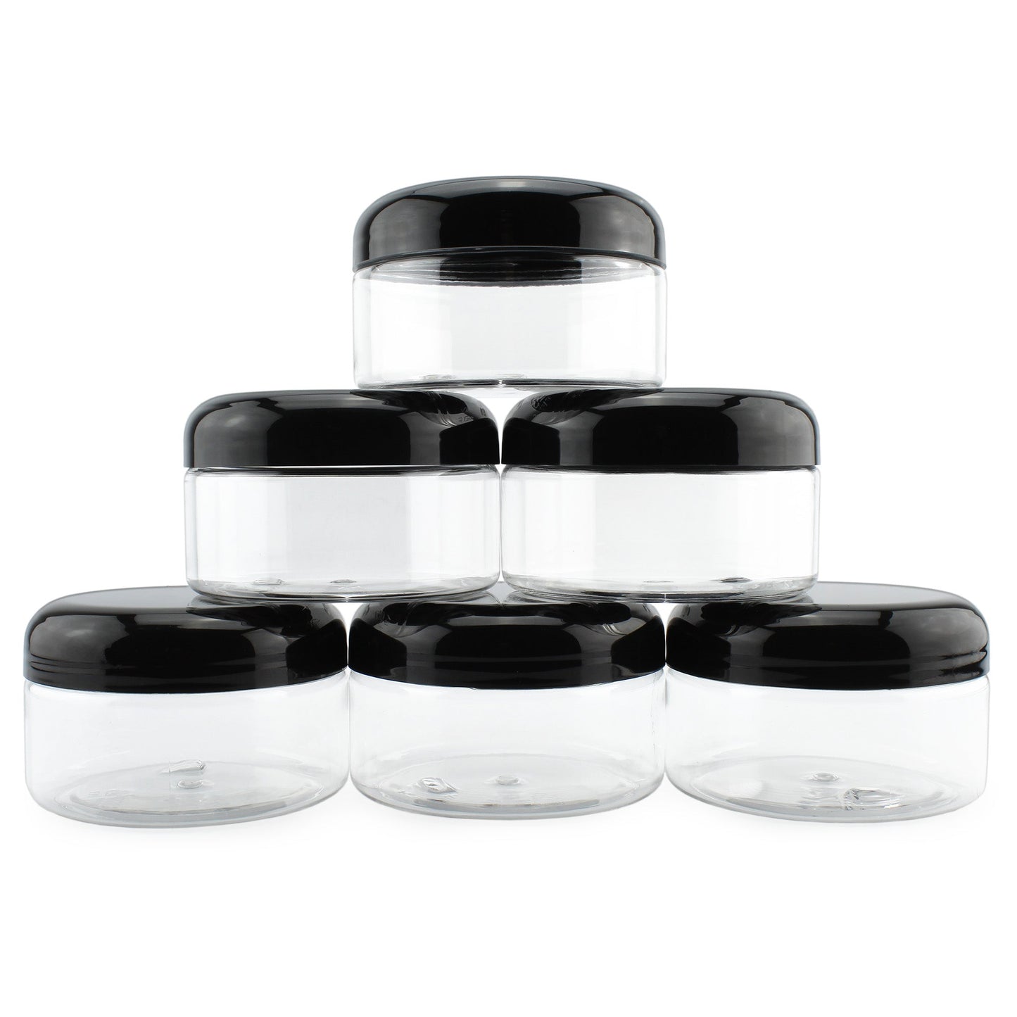 8oz Clear Plastic Jars with Black Plastic Lids (6 pack) - sh1323cb0mnw