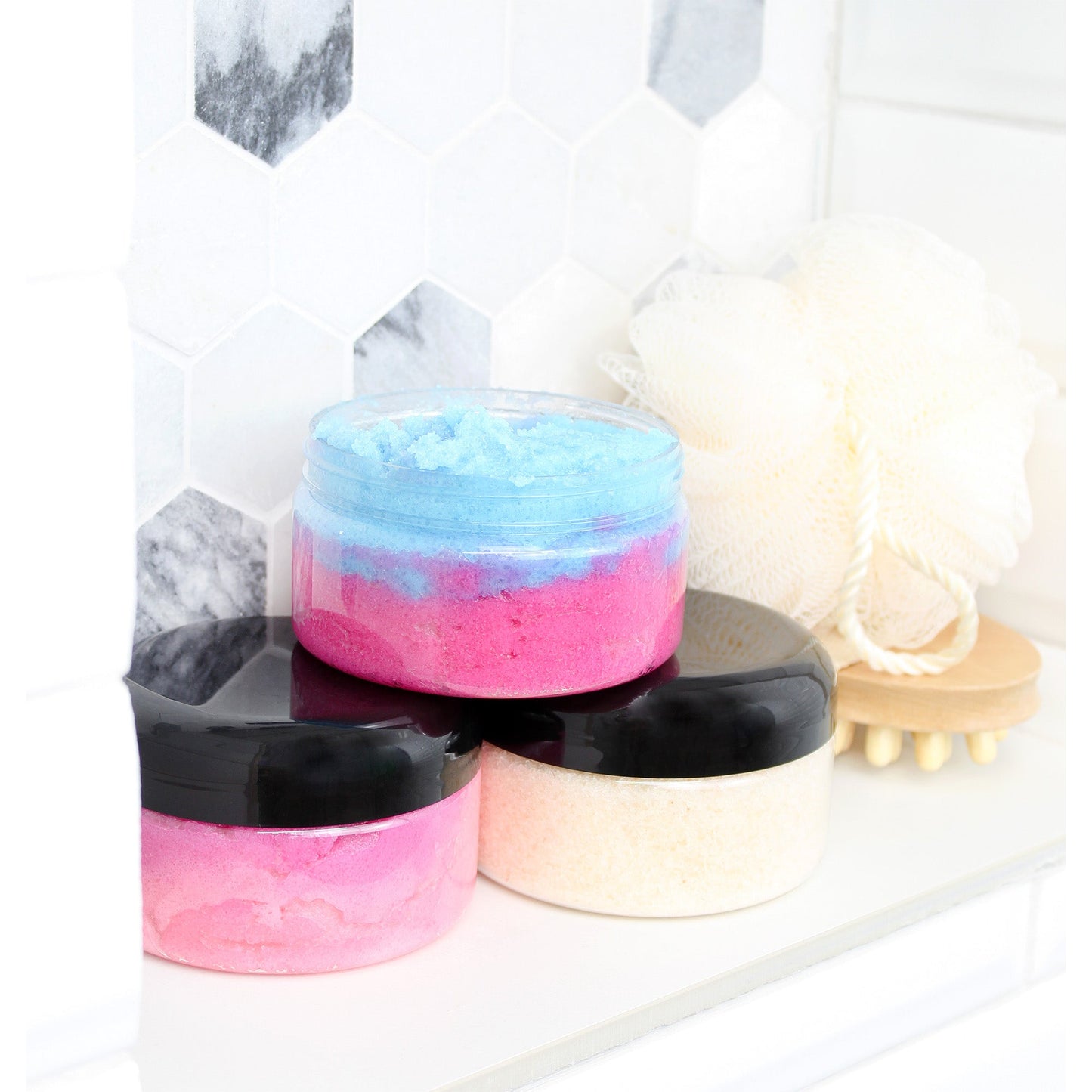 8oz Clear Plastic Jars with Black Plastic Lids (6 pack) - sh1323cb0mnw