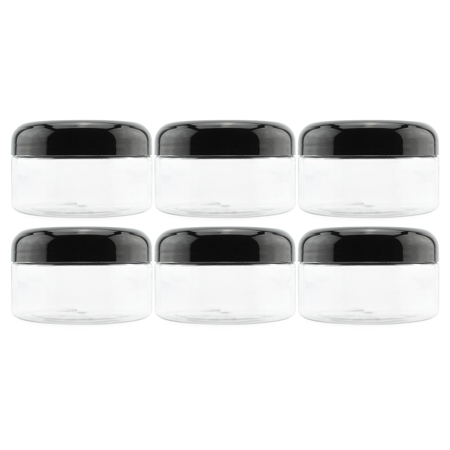 8oz Clear Plastic Jars with Black Plastic Lids (6 pack) - sh1323cb0mnw