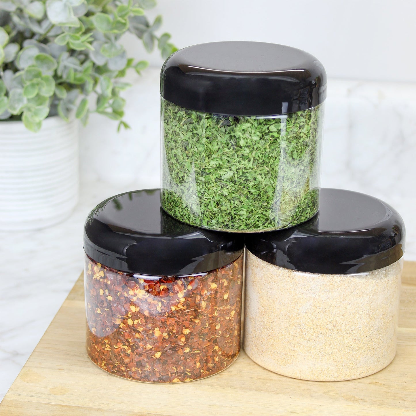 16oz Clear Plastic Jars w/Domed Lids (6 pack) - sh1324cb016