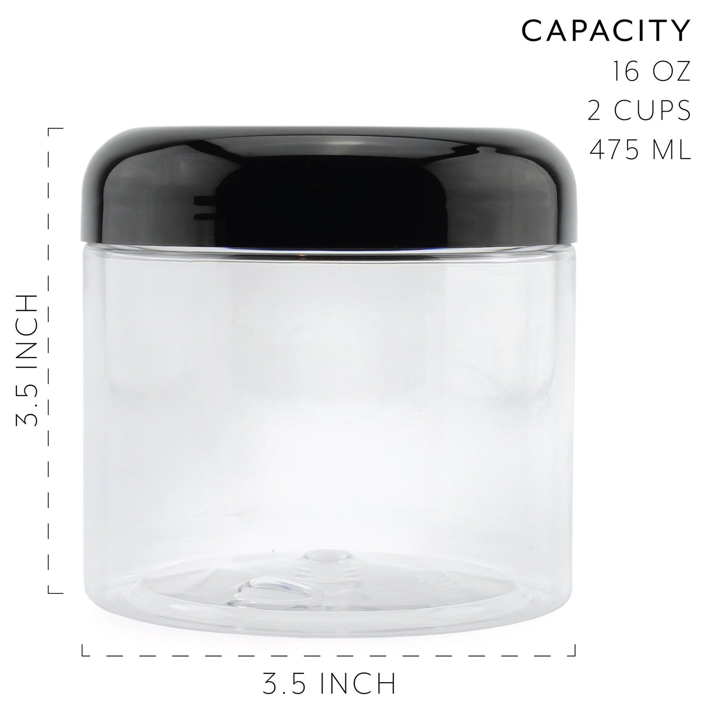 16oz Clear Plastic Jars w/Domed Lids (6 pack) - sh1324cb016
