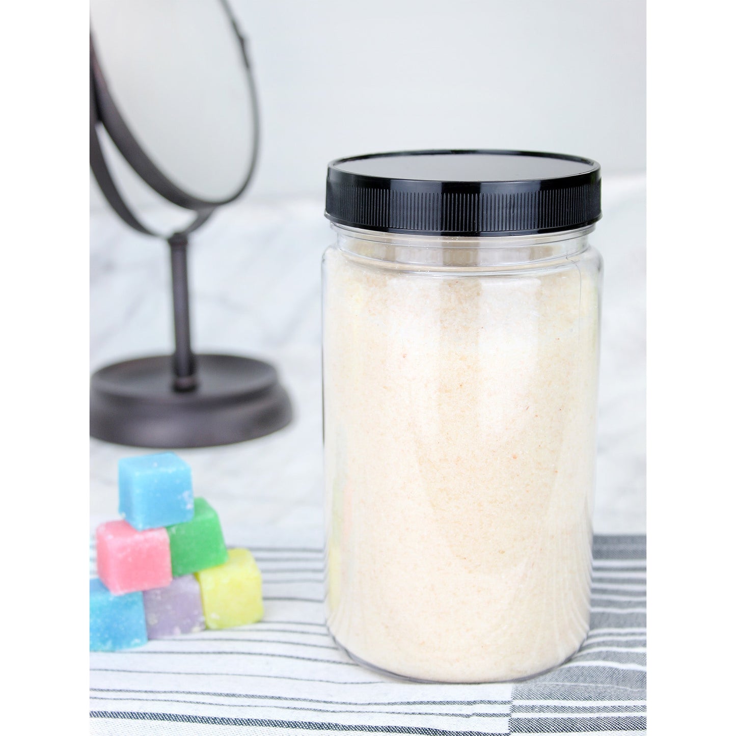 32oz Clear Plastic Jars w/ Black Lids (6 pack) - sh1321cb032oz