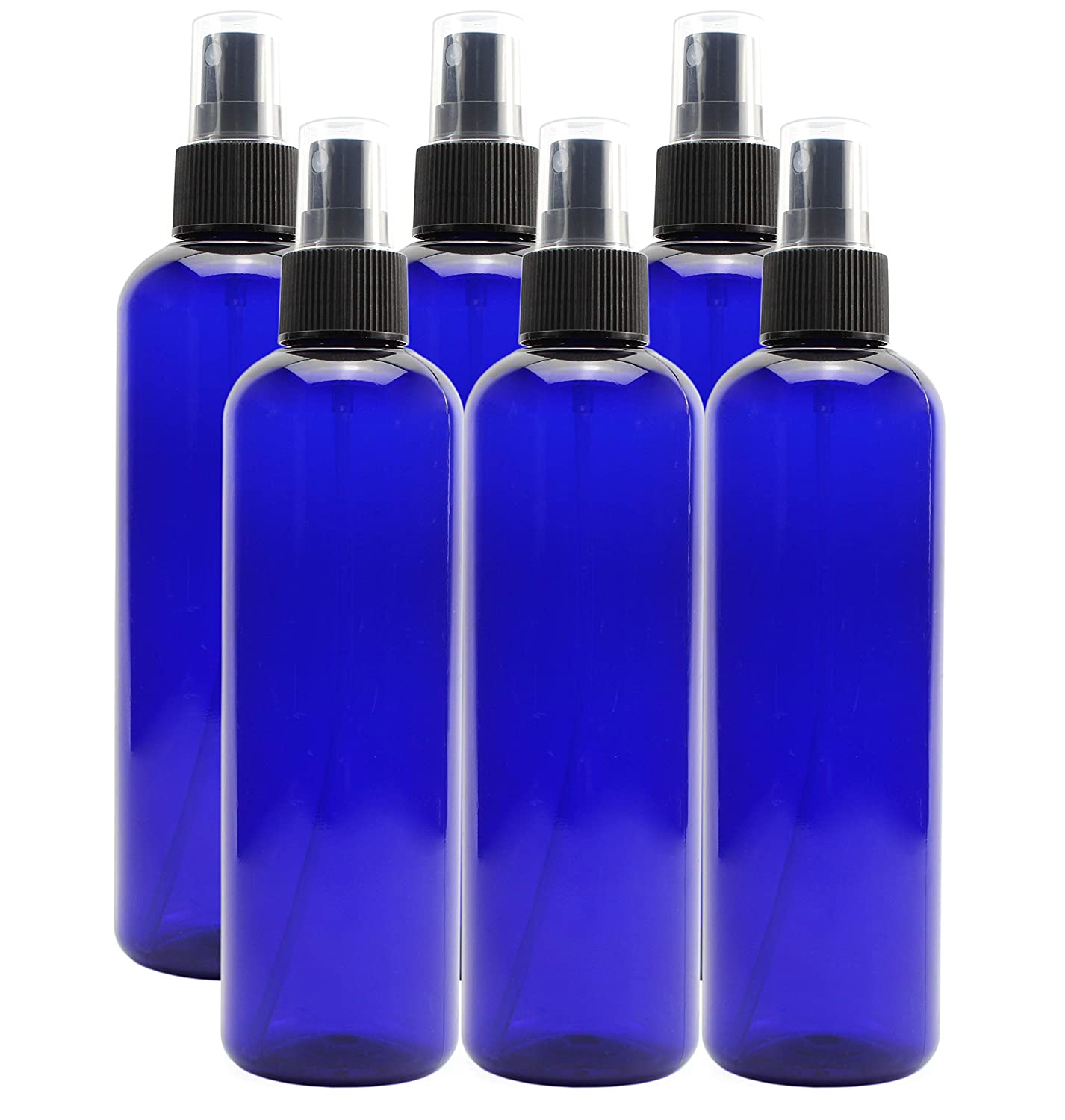 8oz Colored Plastic PET Spray Bottles w/ Fine Mist Atomizers (6-pack)