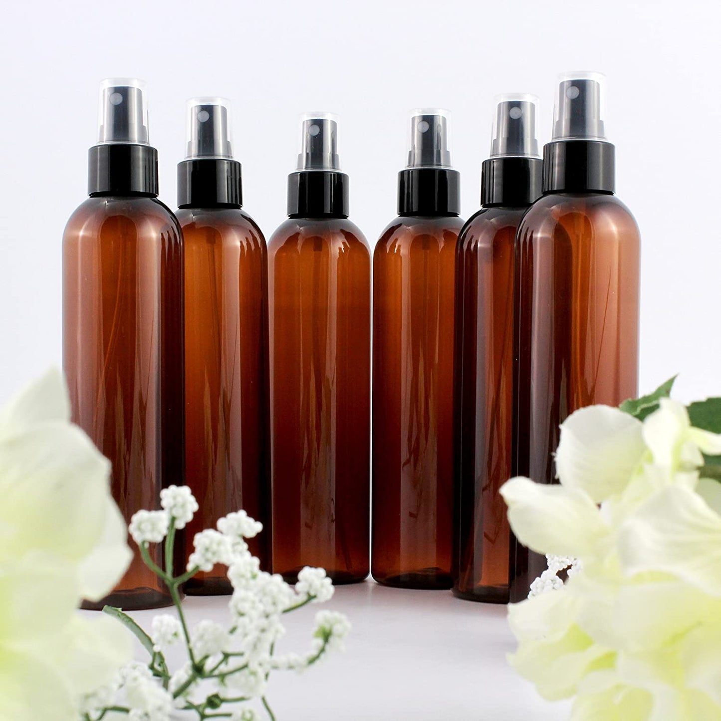 8oz Colored Plastic PET Spray Bottles w/ Fine Mist Atomizers (6-pack)