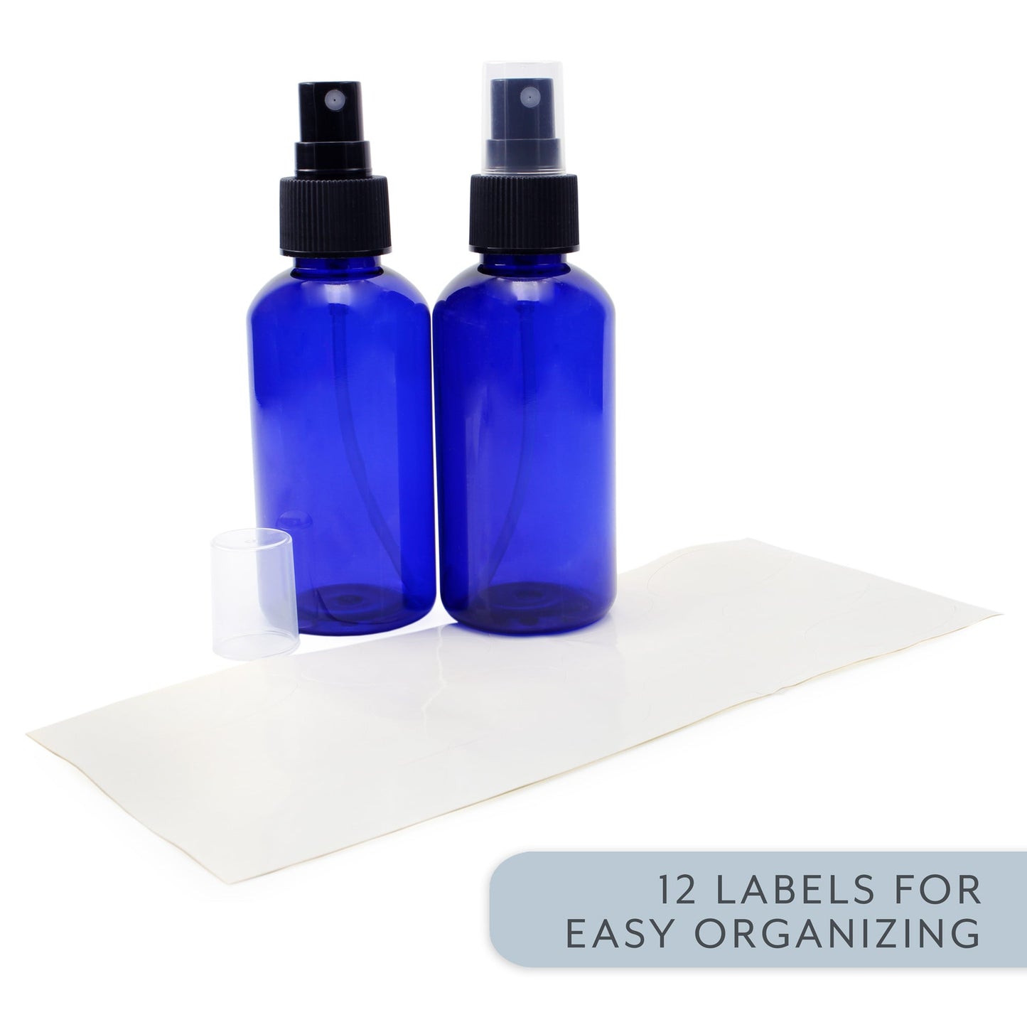 4oz Blue PLASTIC Fine Mist Spray Bottles (12-Pack w/ Black Sprayers) - sh1418cb04oz