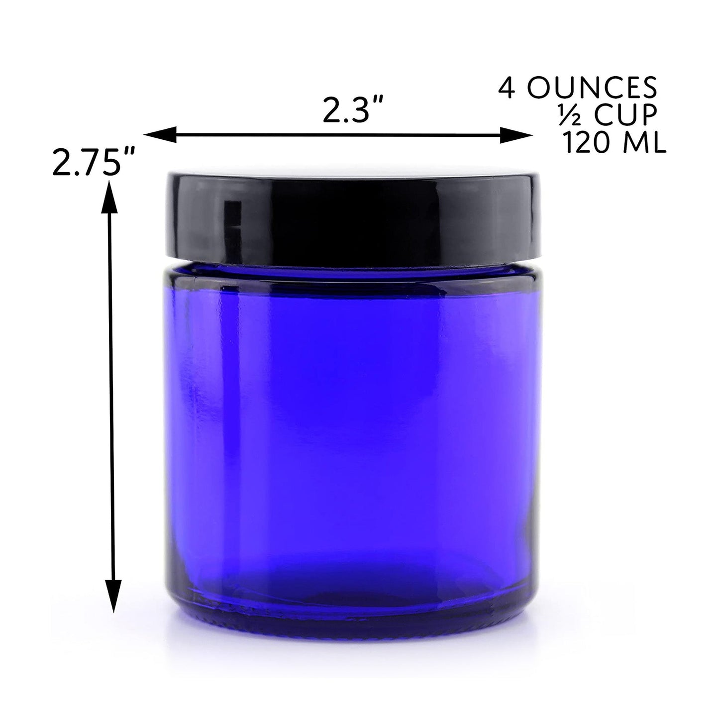 4oz Cobalt Blue Glass Straight Sided Cosmetic Jars (12-Pack) - sh913cb0mnw
