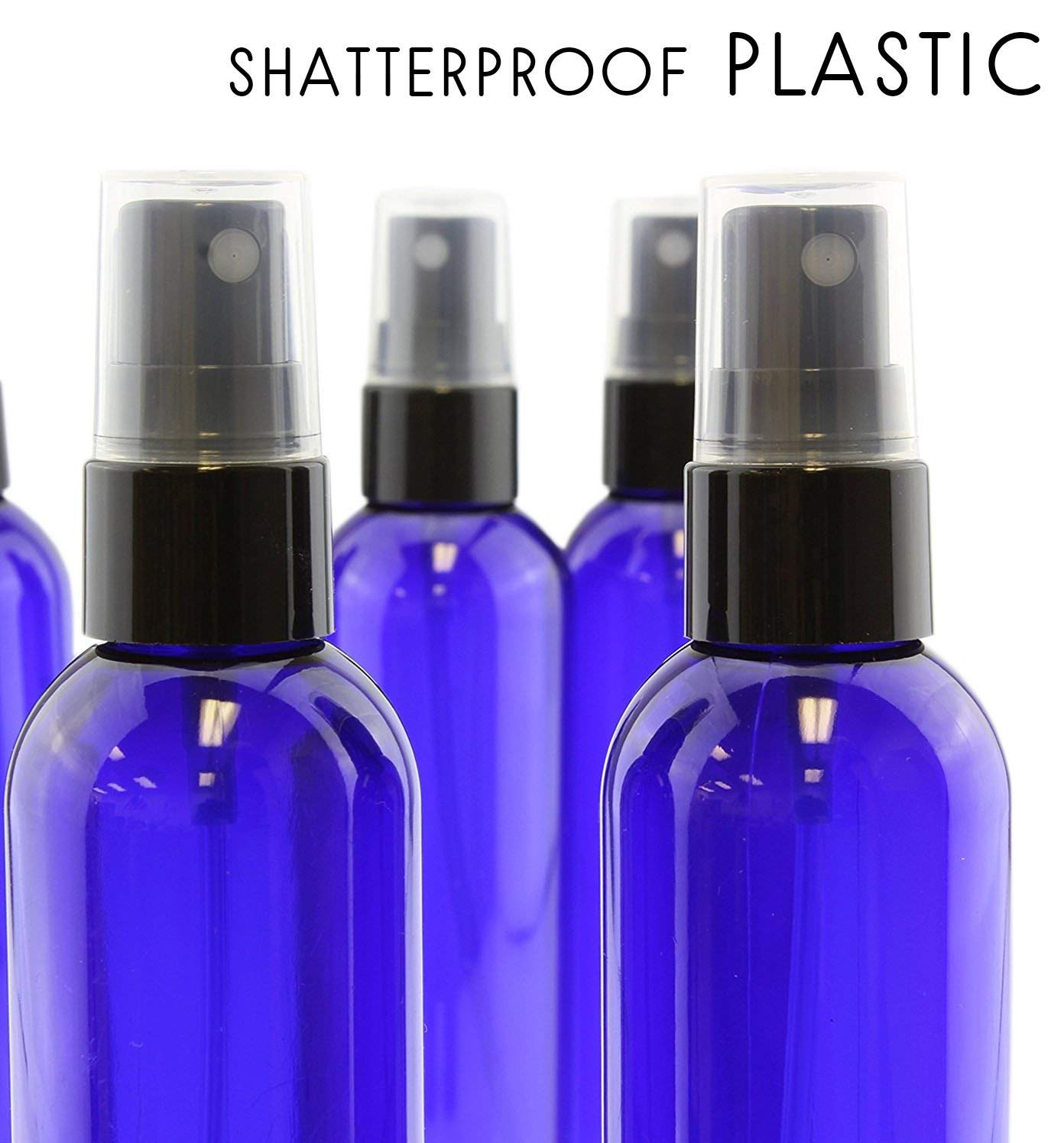 4oz Blue Empty Plastic Refillable PET Spray Bottles w/Fine Mist Atomizer Caps (6-Pack) - sh1420cb0mnw