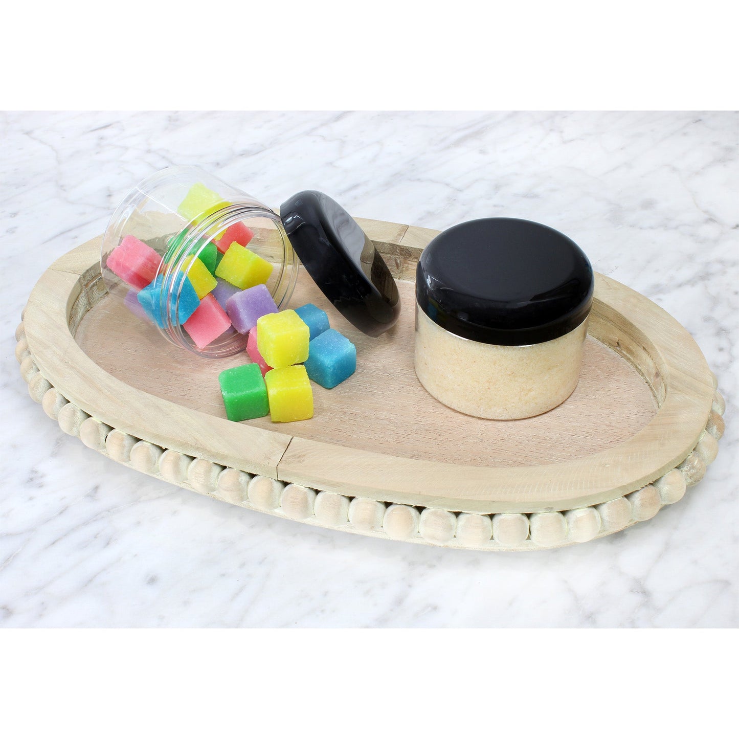 12 Ounce Clear Plastic Jars w/Black Plastic Lids (6 pack) - sh1336cb0mnw