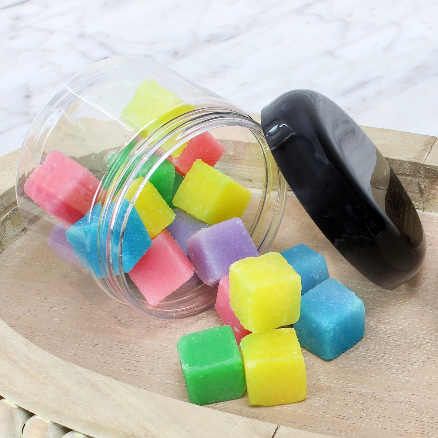 12 Ounce Clear Plastic Jars w/Black Plastic Lids (6 pack) - sh1336cb0mnw