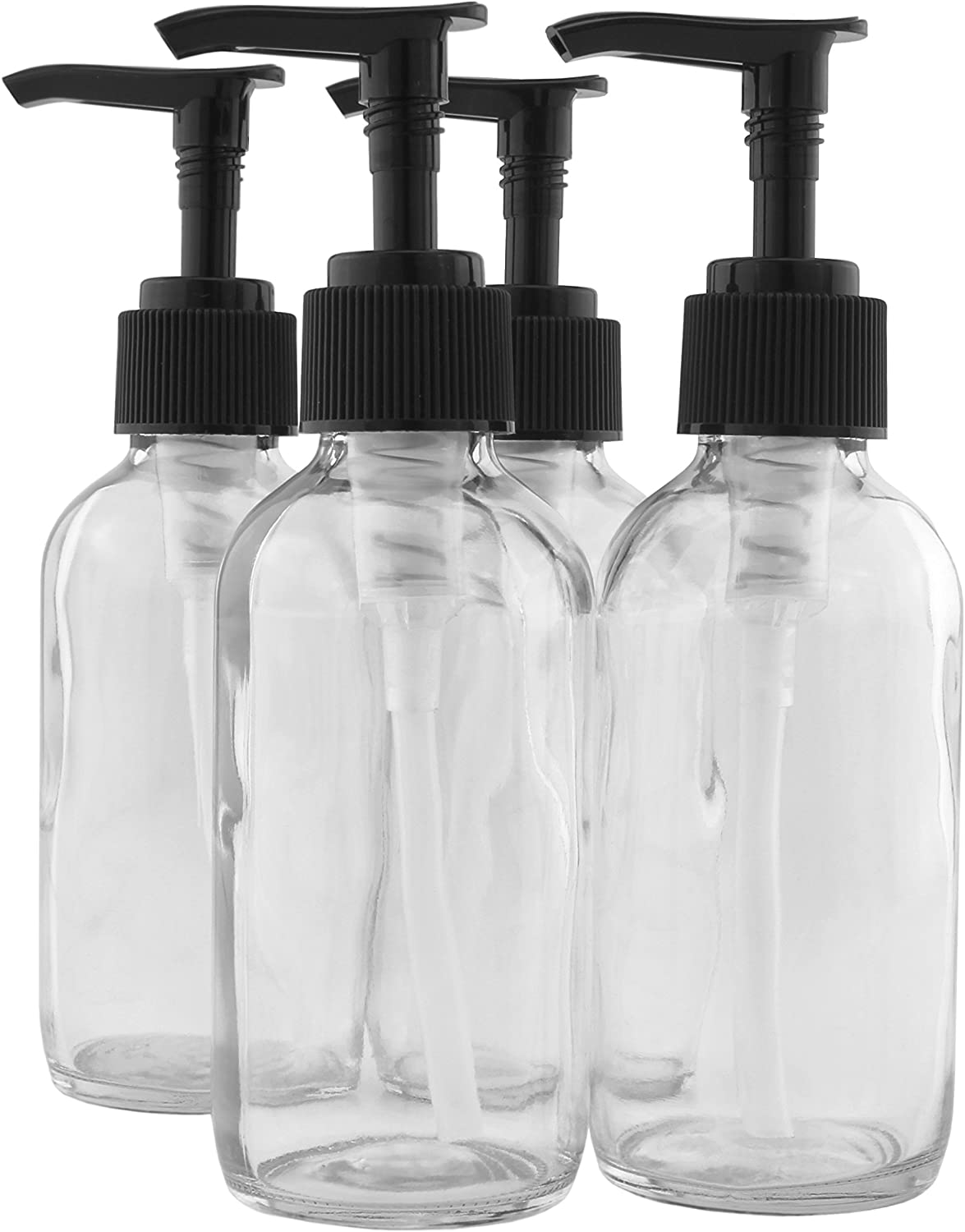 4oz Clear Glass Pump Bottles (4 Pack) - sh1421cb0CLEAR4oz