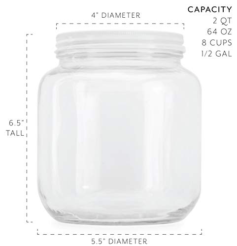 Clear Half Gallon Wide-mouth Glass Jars (2-Pack)