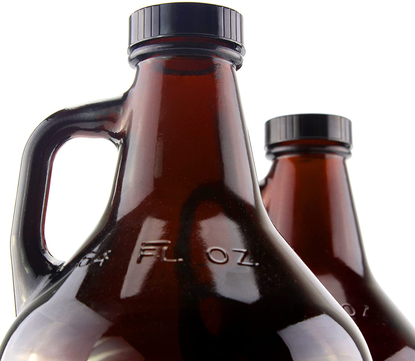 Amber Glass Growler Jugs 64oz/Half Gallon (2-Pack)