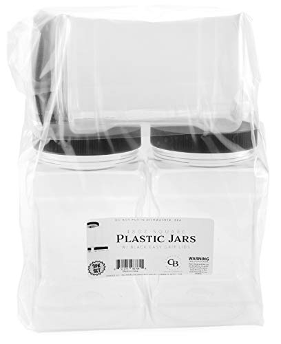 48oz Square Plastic Jars (3-Pack)