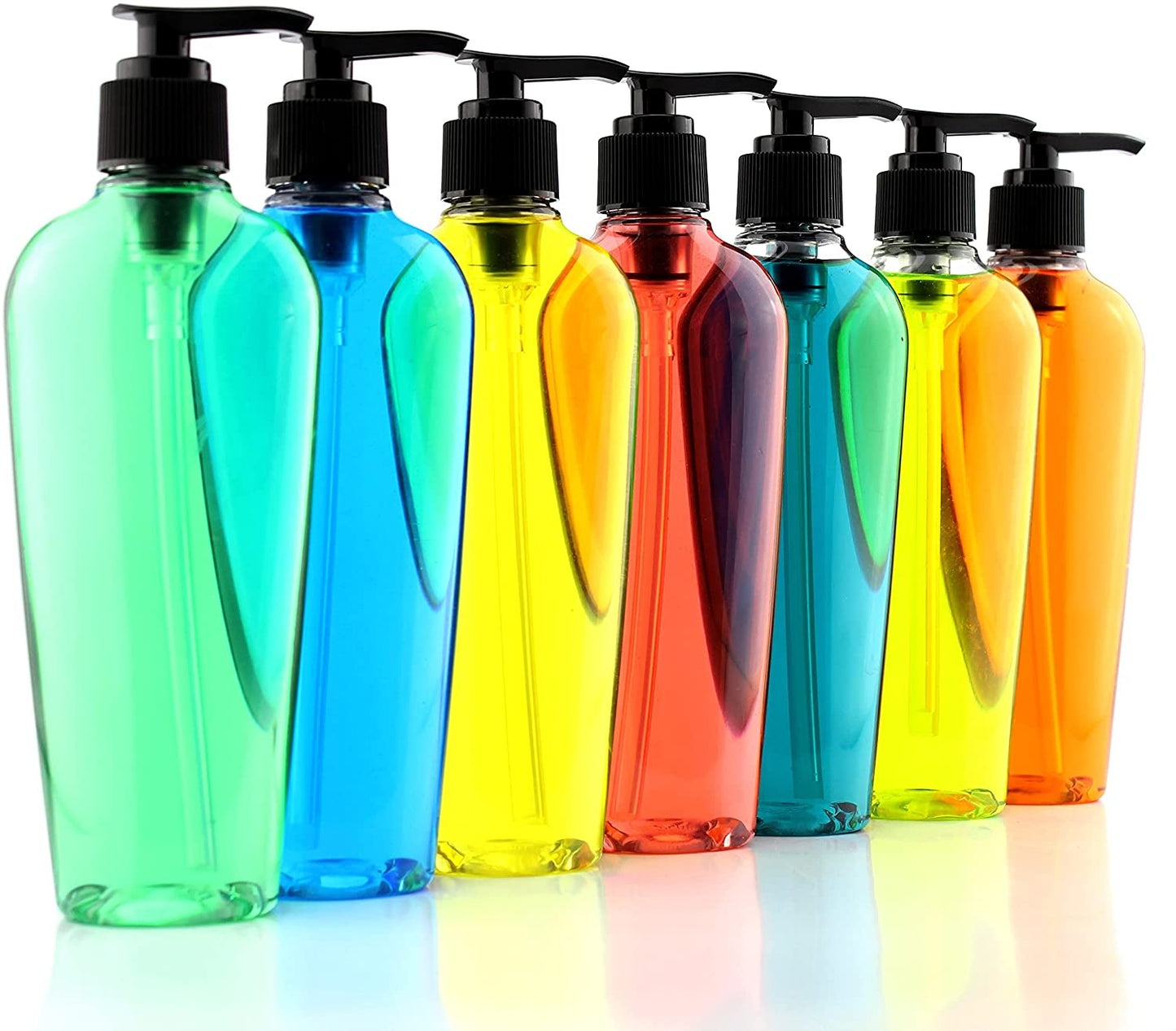8oz Clear Oval-Shaped Plastic Lotion Bottles w/Black Pump Dispensers (8-Pack) - sh1617cb0OVAL