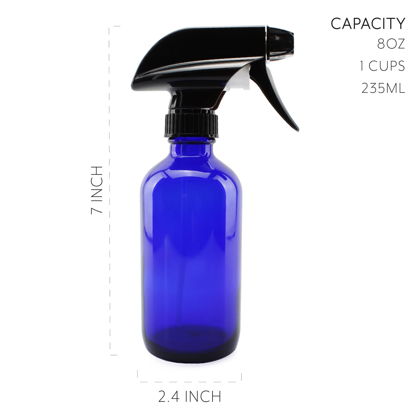 8oz Cobalt Blue Glass Boston Round Spray Bottles (2 Pack) - sh868cb08ozBL