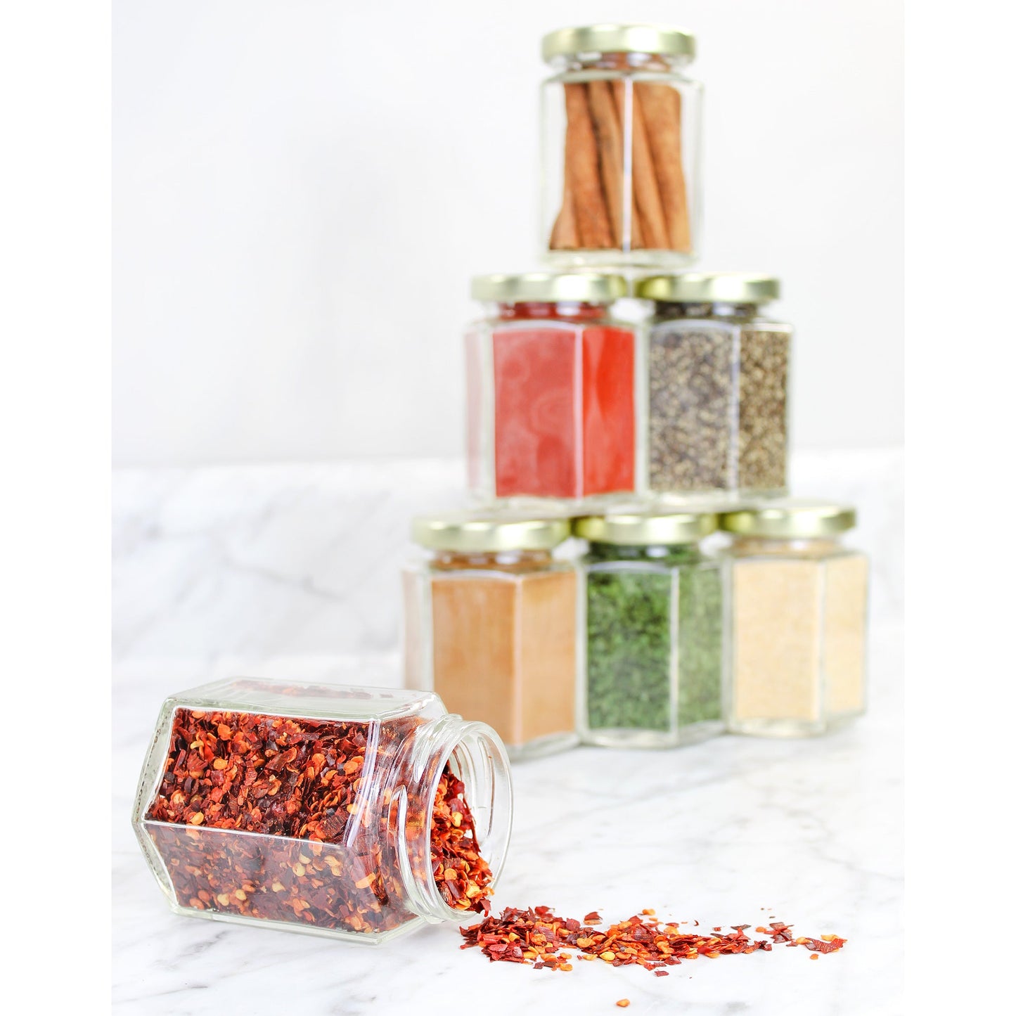 6oz Hexagon Glass Jars (Case of 96) - SH_815_CASE