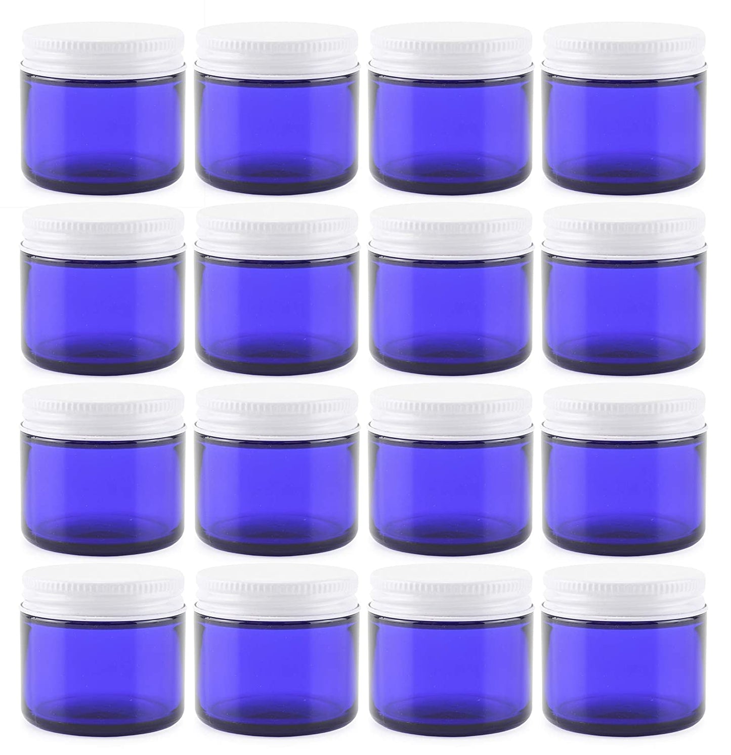 2oz Cobalt Blue Glass Jars w/Metal Lids (12 Pack)