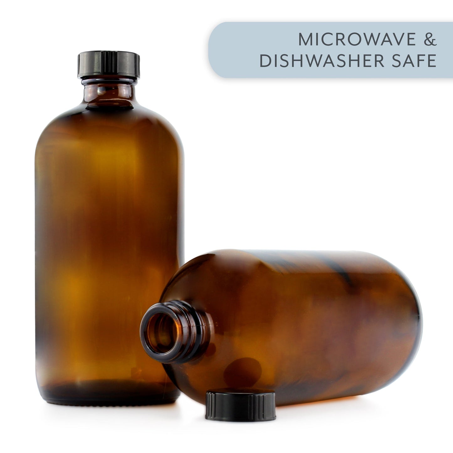16oz Amber Glass Bottles w/ Reusable Chalk Labels and Lids (2 Pack) - sh1005cb016oz