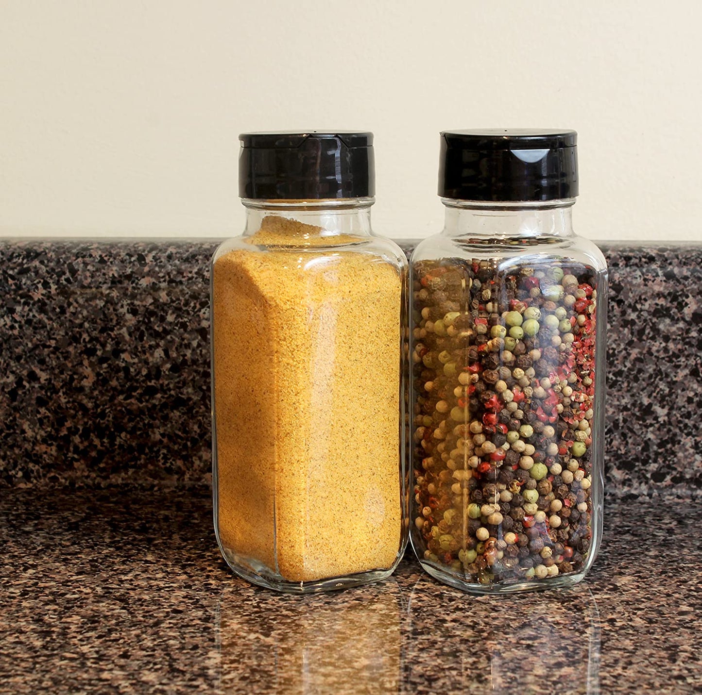 French Square Spice Jars, Spice Shaker/Pourer with Lid (4 Pack) - sh1214cb016aep