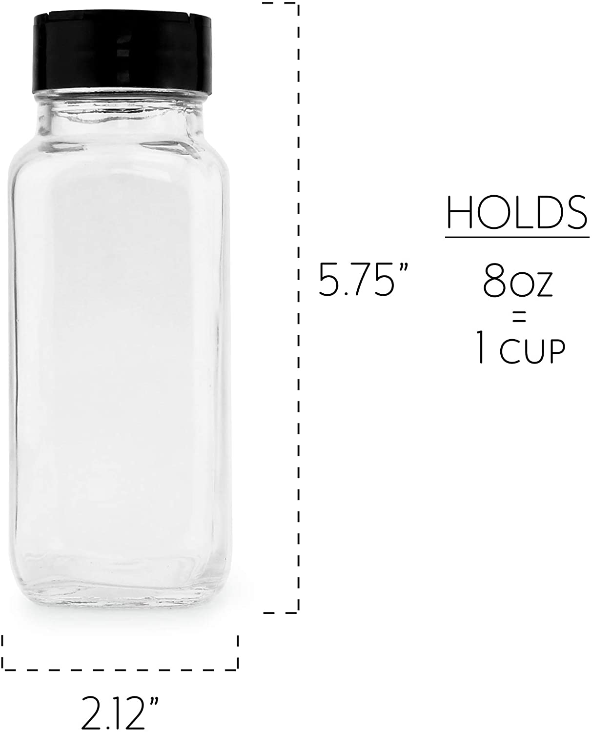 French Square Spice Jars, Spice Shaker/Pourer with Lid (4 Pack) - sh1214cb016aep