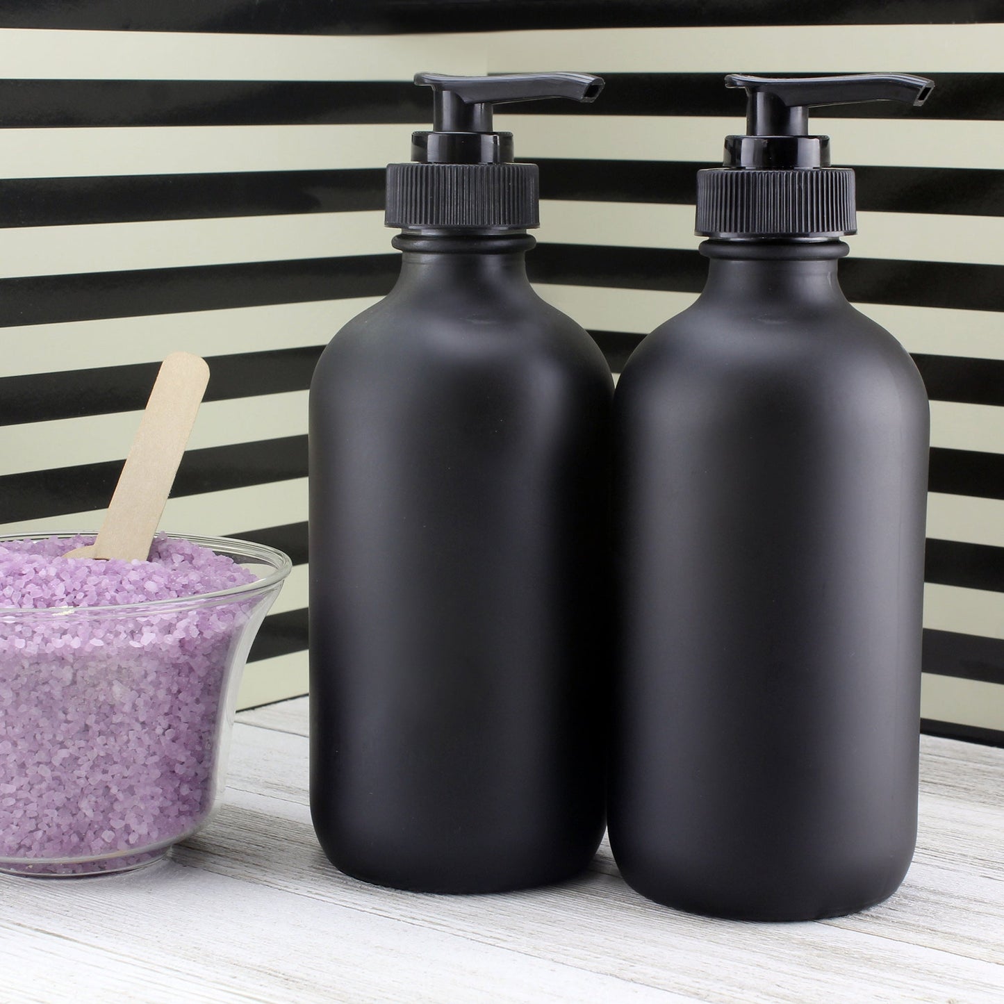 Black Coated 8oz Glass Pump Bottles (Case of 64) - SH_1006_CASE
