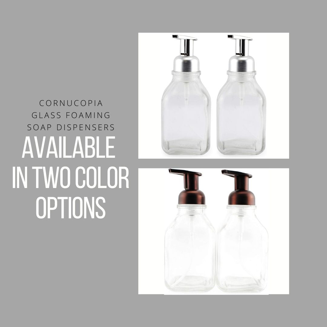16oz Square Glass Foaming Soap Dispensers (2-Pack)