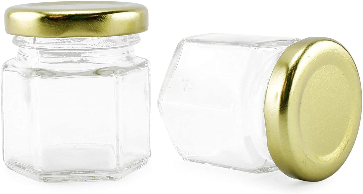 Mini Hexagon Glass Jars, 1.5oz Hex Jars
