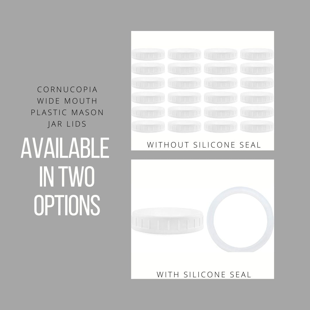 Wide Mouth Plastic Mason Jar Lids Unlined White Ribbed Lids