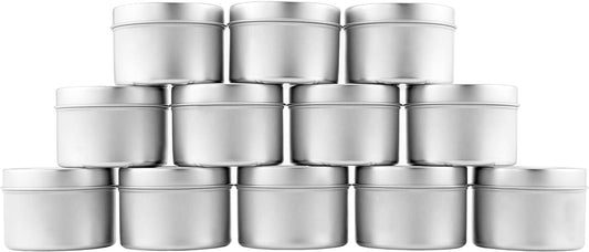 Cornucopia 4-Oz Small Candle Tins (12-Pack); Metal Storage Containers w/Slip-On Lids for Candle Making, Party Favors, Spices, Gifts, Balms & Gels - sh1204cb0TIN