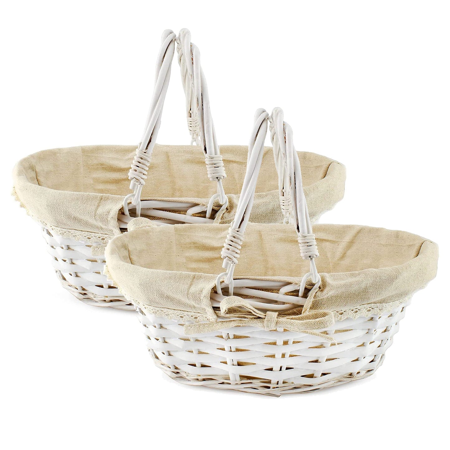 Wicker Baskets w/ Handles (2-Pack, White-Painted) - SH_1645_BUNDLE